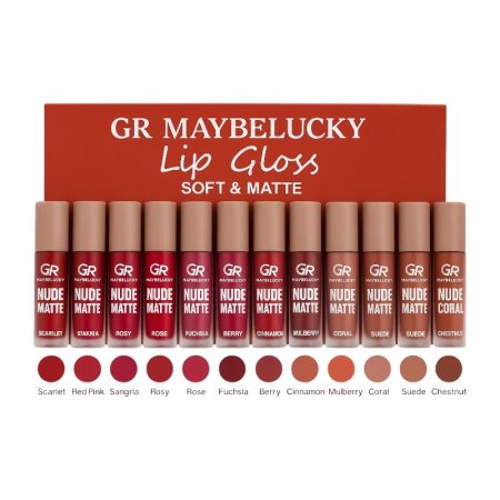 � مجموعة ملمع شفاه GR MAYBELUCKY – 12 لون فاخر في علبة واحدة! 💄
